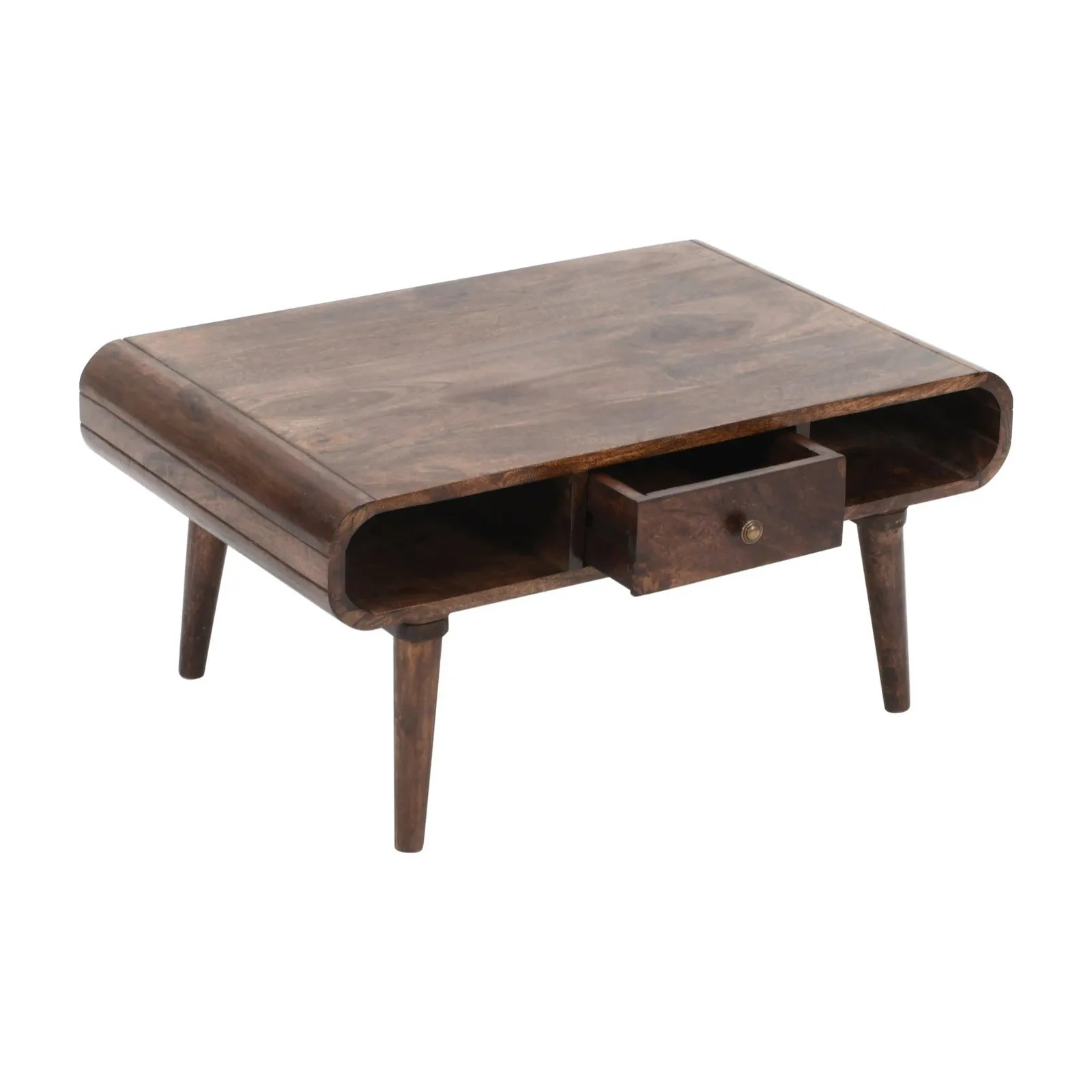 IH Design Malena Dark Mango Wood Coffee Table with Drawer in Brown 4