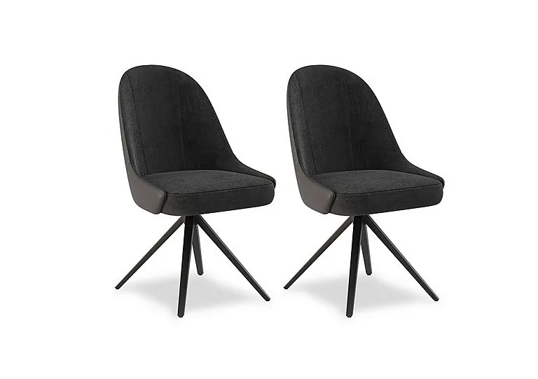 Jose Pair of Swivel Dining Chairs - Anthracite