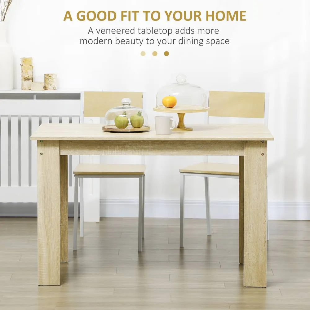 HOMCOM Dining Table for 4-6 People, Wood Effect Tabletop in Light Oak 4