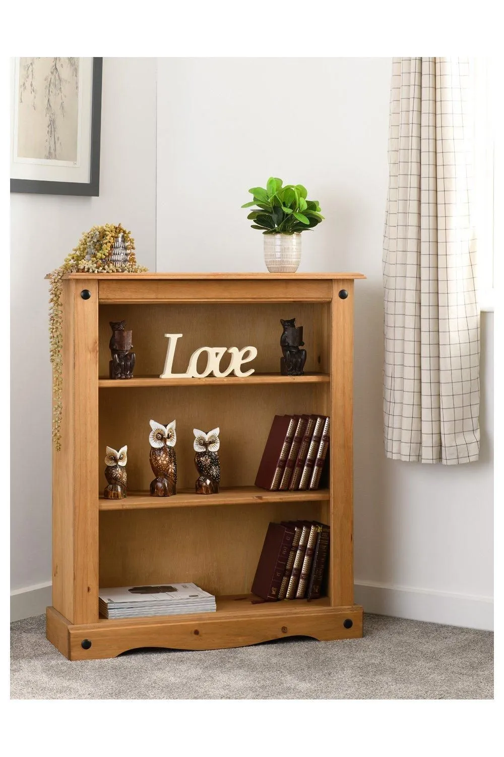Seconique Corona Low Bookcase in Natural