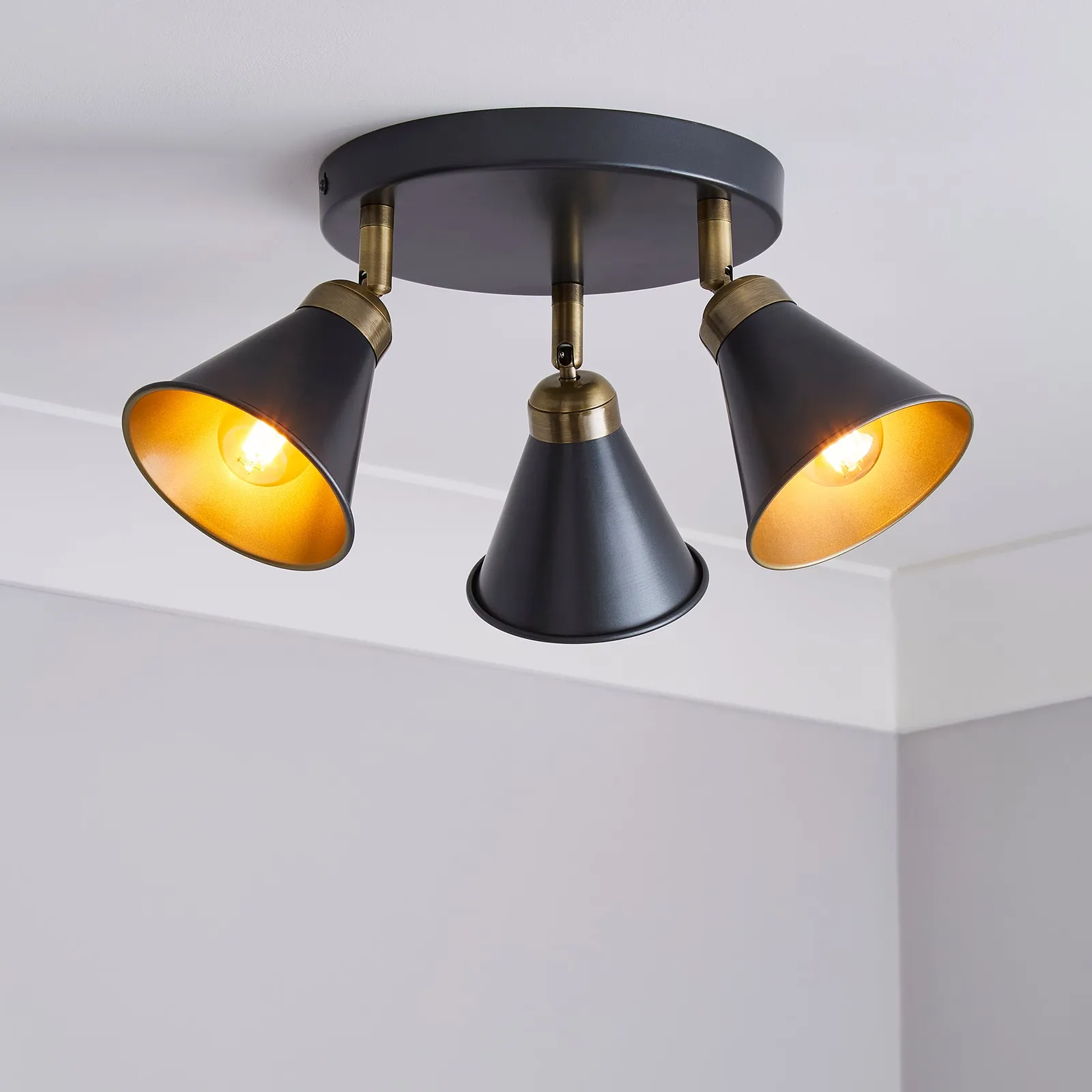 Logan 3 Light Grey Spotlight Semi-Flush Fitting Grey