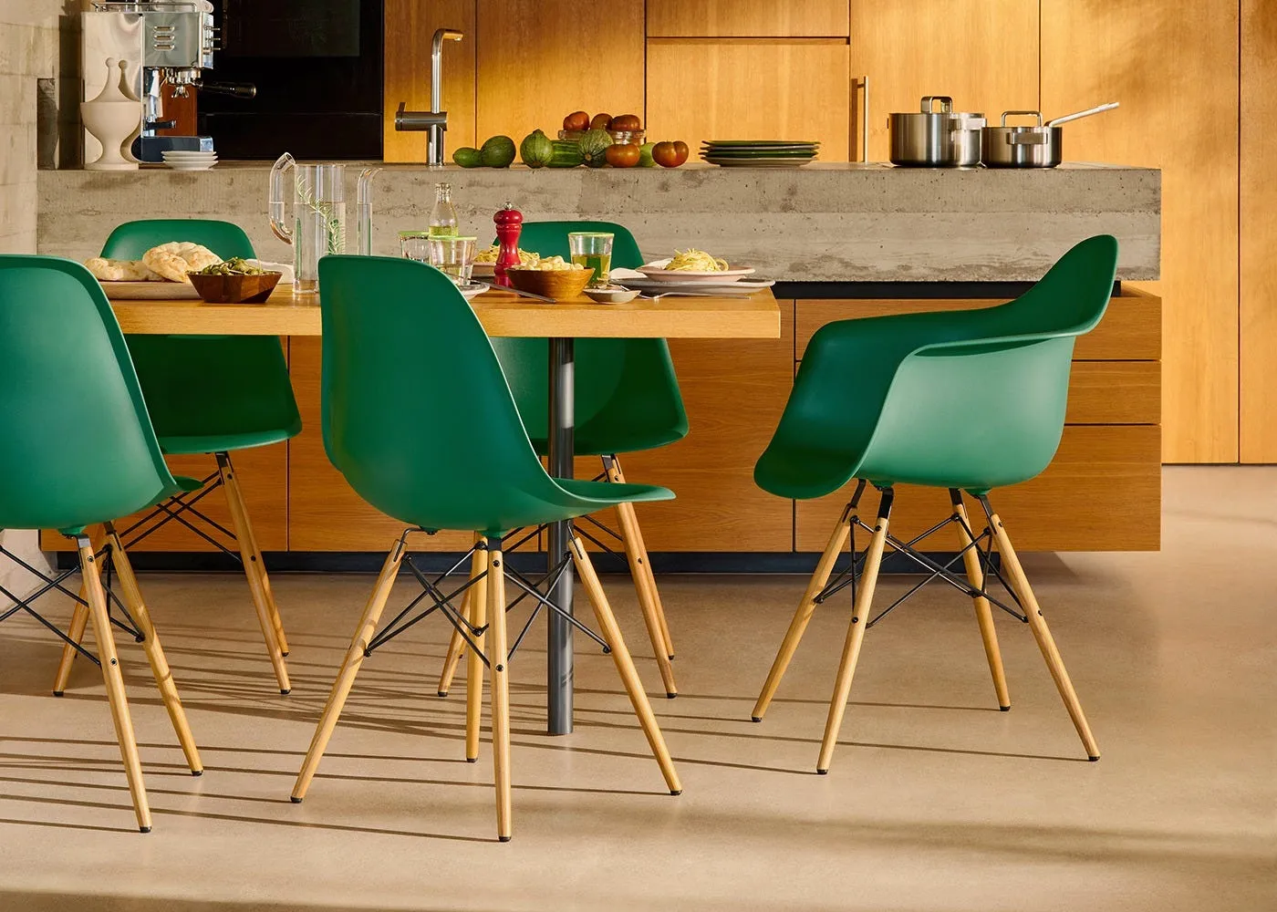 Vitra Eames DAW Armchair New Height Ice Grey Dark Maple Base 3