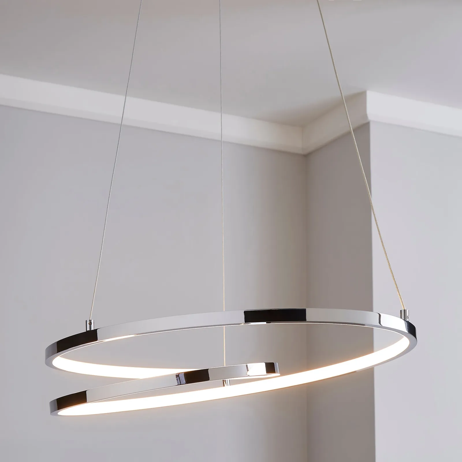 Menton Integrated LED Swirl Chrome Ceiling Fitting Chrome