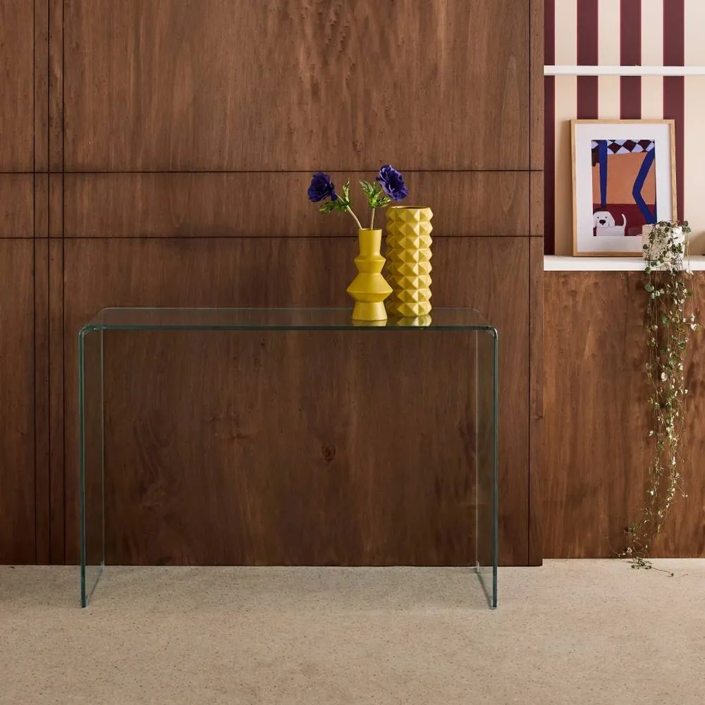 sweeek Rectangular tempered glass console in Clear