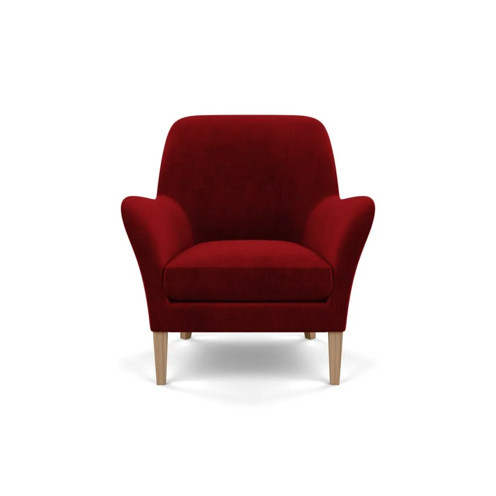 Heal's Wallis Armchair Smart Luxe Velvet Mulberry Tinted Ash Feet