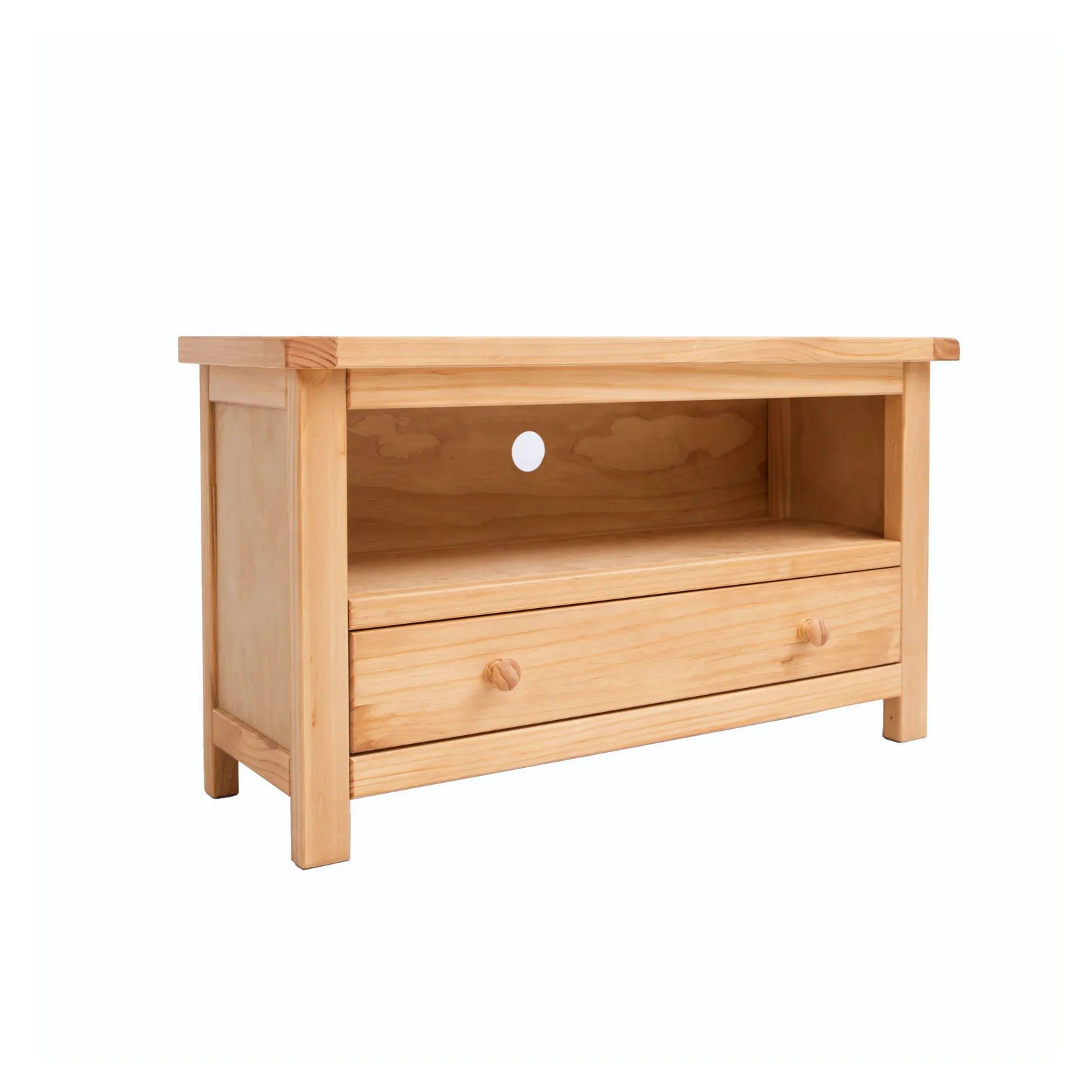 Cabinet Bits Lugo Waxed 1 Drawer TV Cabinet Wood Knob in Light Brown 2