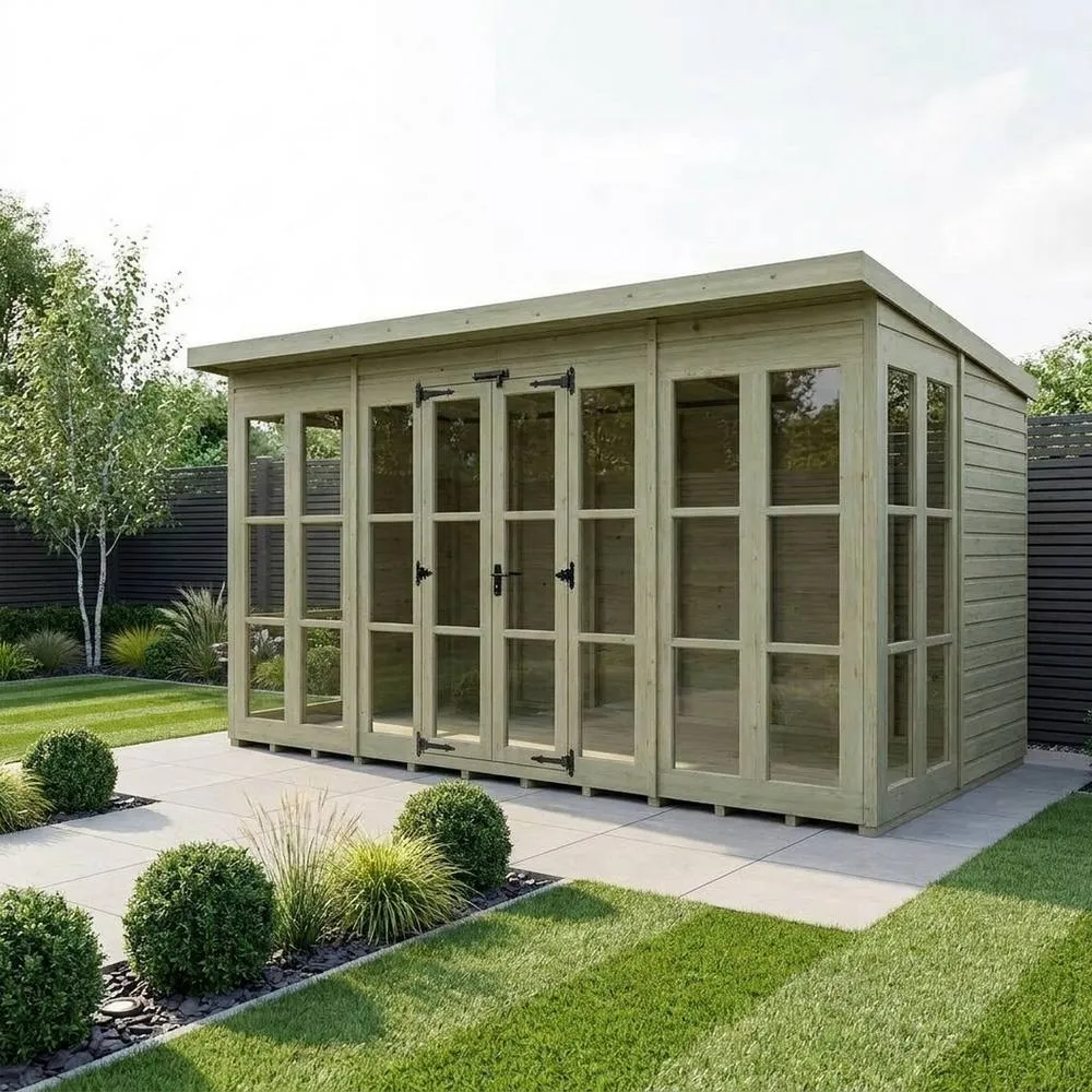 Buttercup Farm 20ft x 8ft Georgian Pent Summer House - Pressure Treated Timber in Brown 2