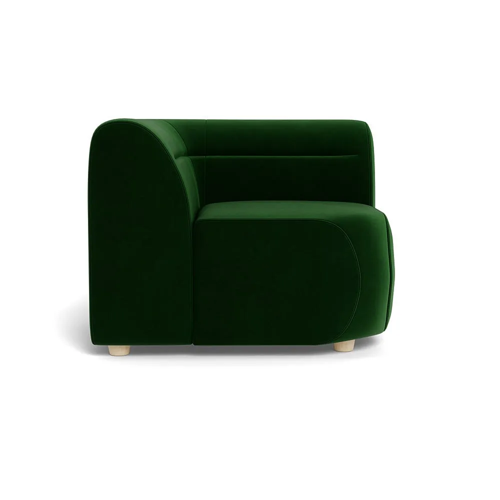 Heal's Lilli Connecting Corner Unit Smart Velvet Forest Natural Beech Feet 1