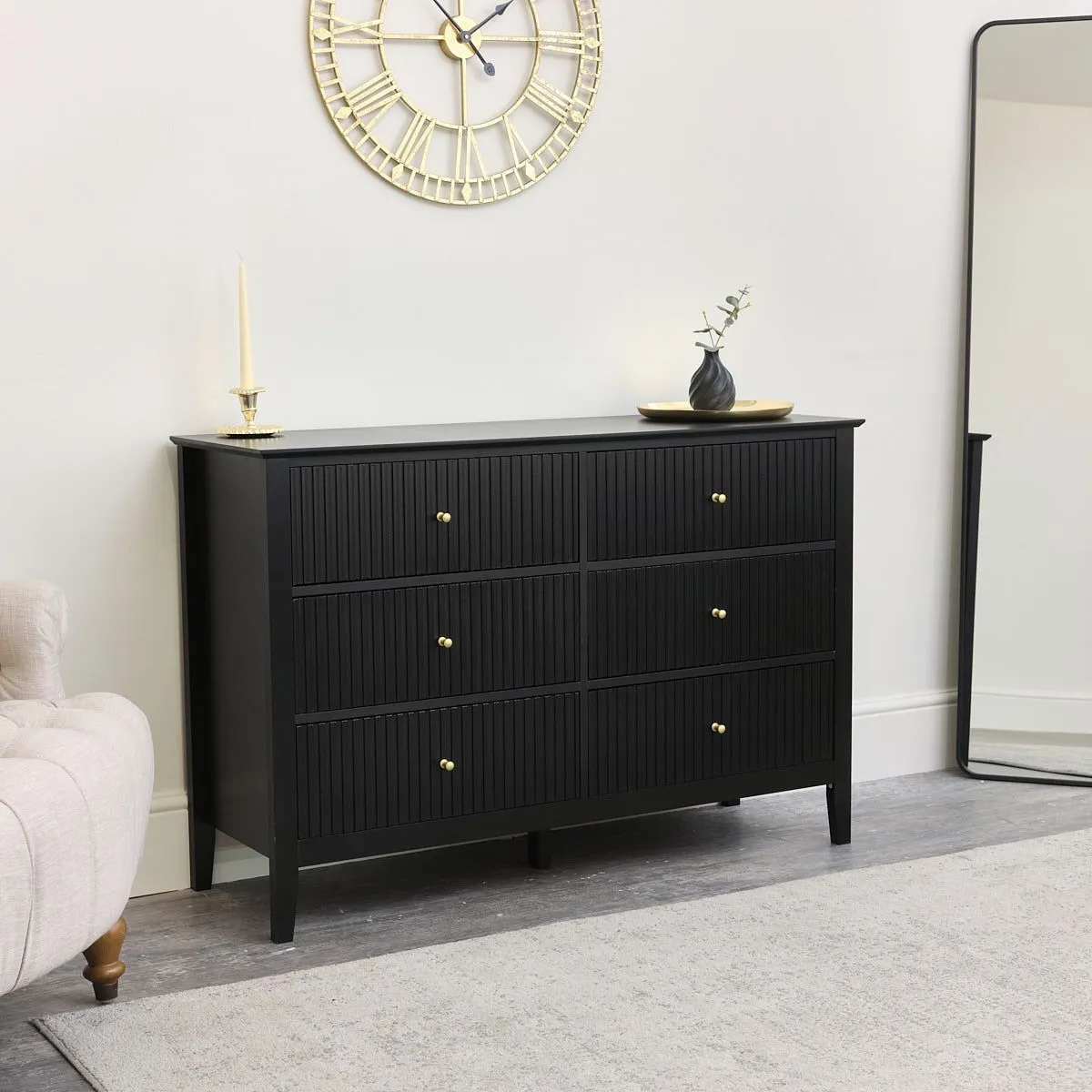 Melody Maison Large Chest Of Drawers & Pair Of Bedside Tables - Hales Black Range 4