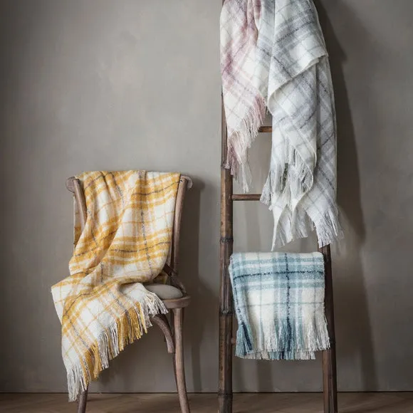 Crossland Grove Check Faux Mohair Throw Grey 1300x1800mm, Grey 3