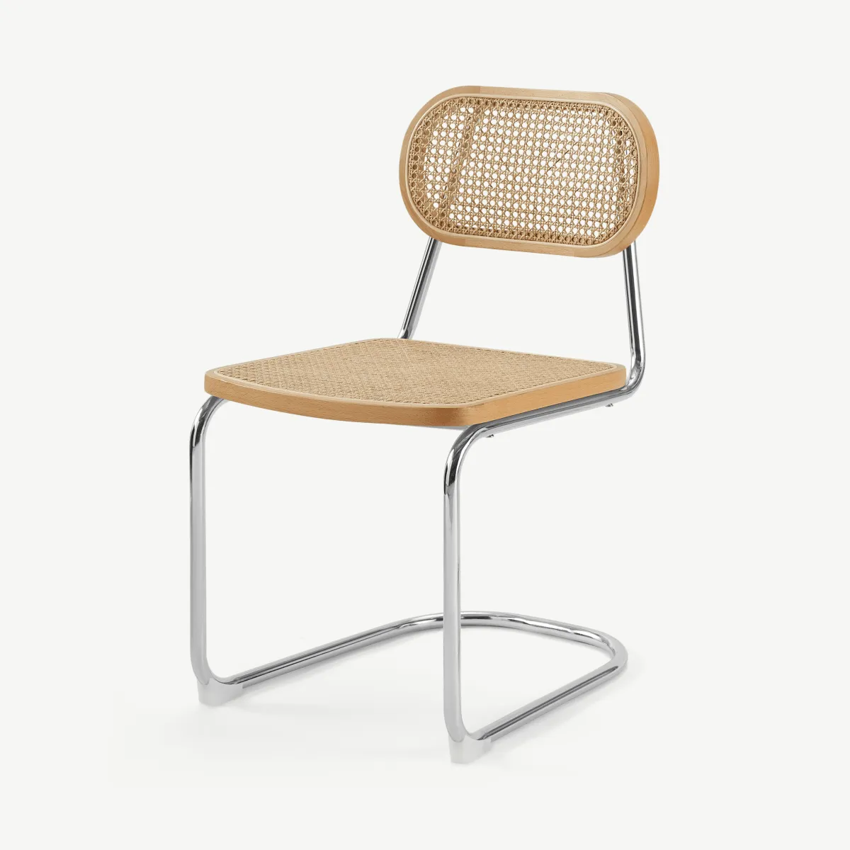 Leora Dining Chair, Cane & Chrome