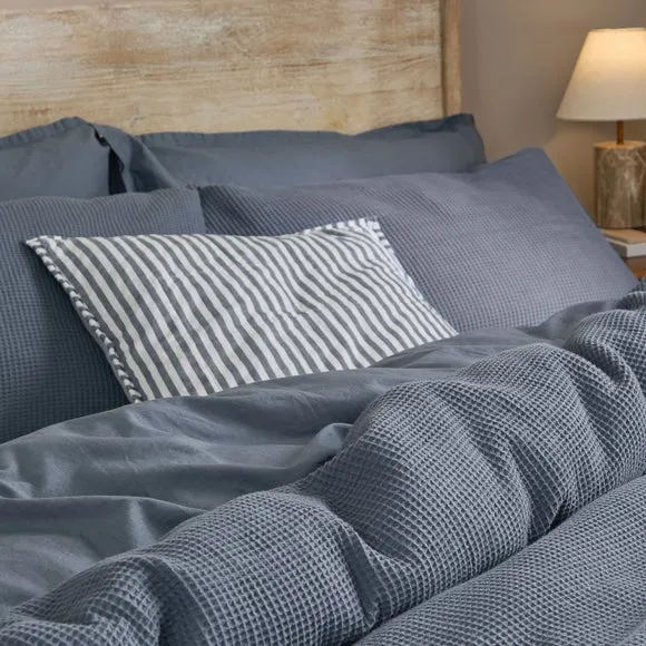 Yard Hebden Waffle 100% Cotton Duvet Cover & Pillowcase Set 2