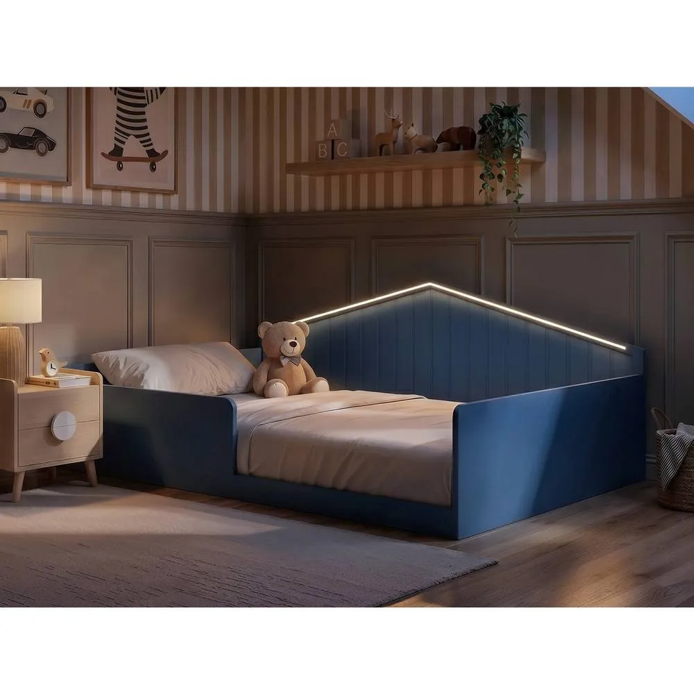 Flair Wilbur Small Double Montessori Bed with LED in Navy 2