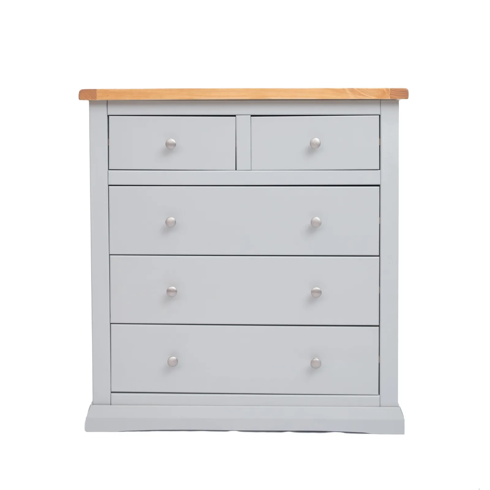 Cabinet Bits Loreo 5 Drawer Chest of Drawers Chrome Knob in Light Grey
