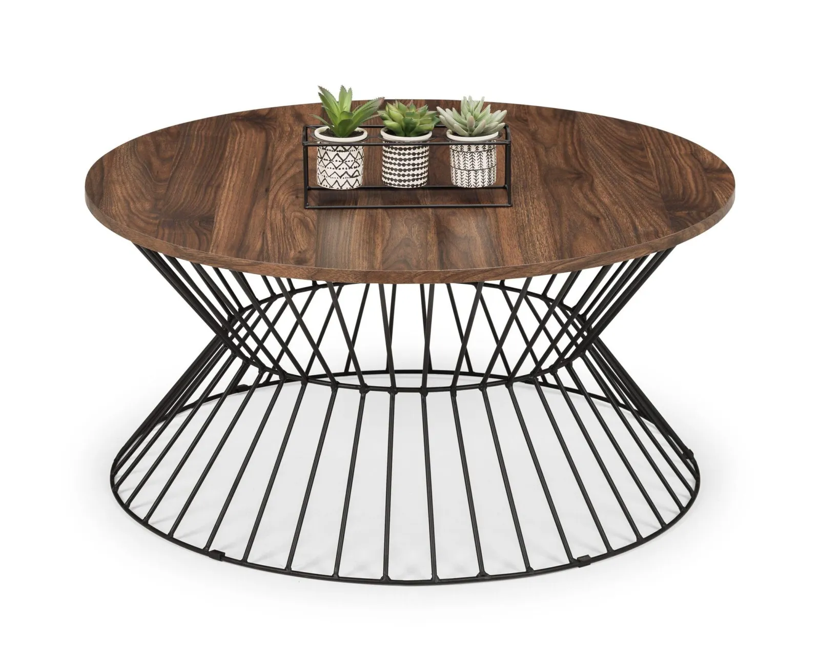 netfurniture Manhattan Round Wire Coffee Table - Walnut