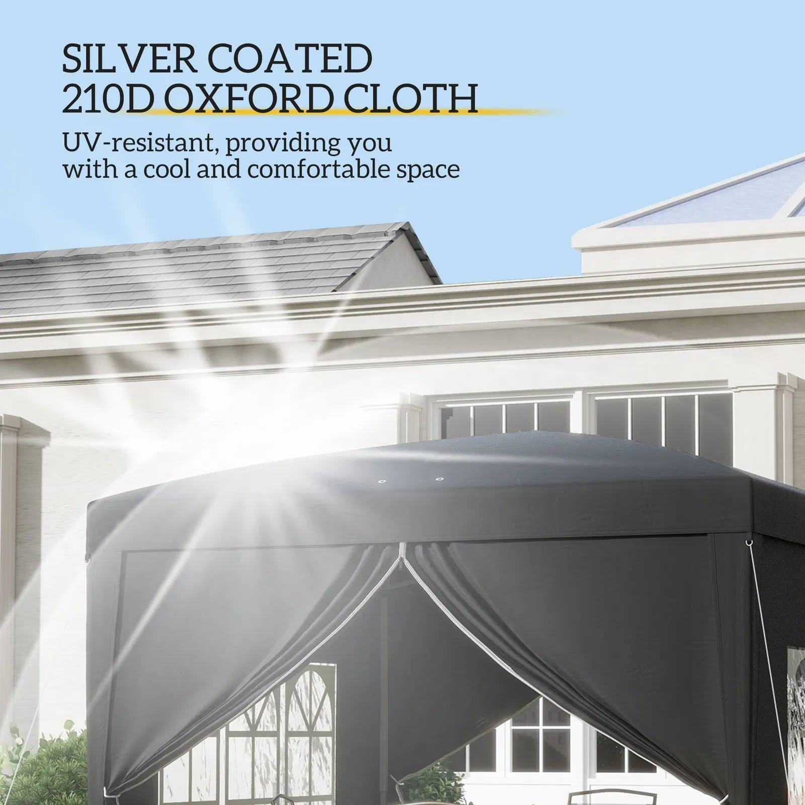 OUTSUNNY 3mx3m Pop Up Gazebo Party Tent Canopy Marquee with Storage Bag in Black 6
