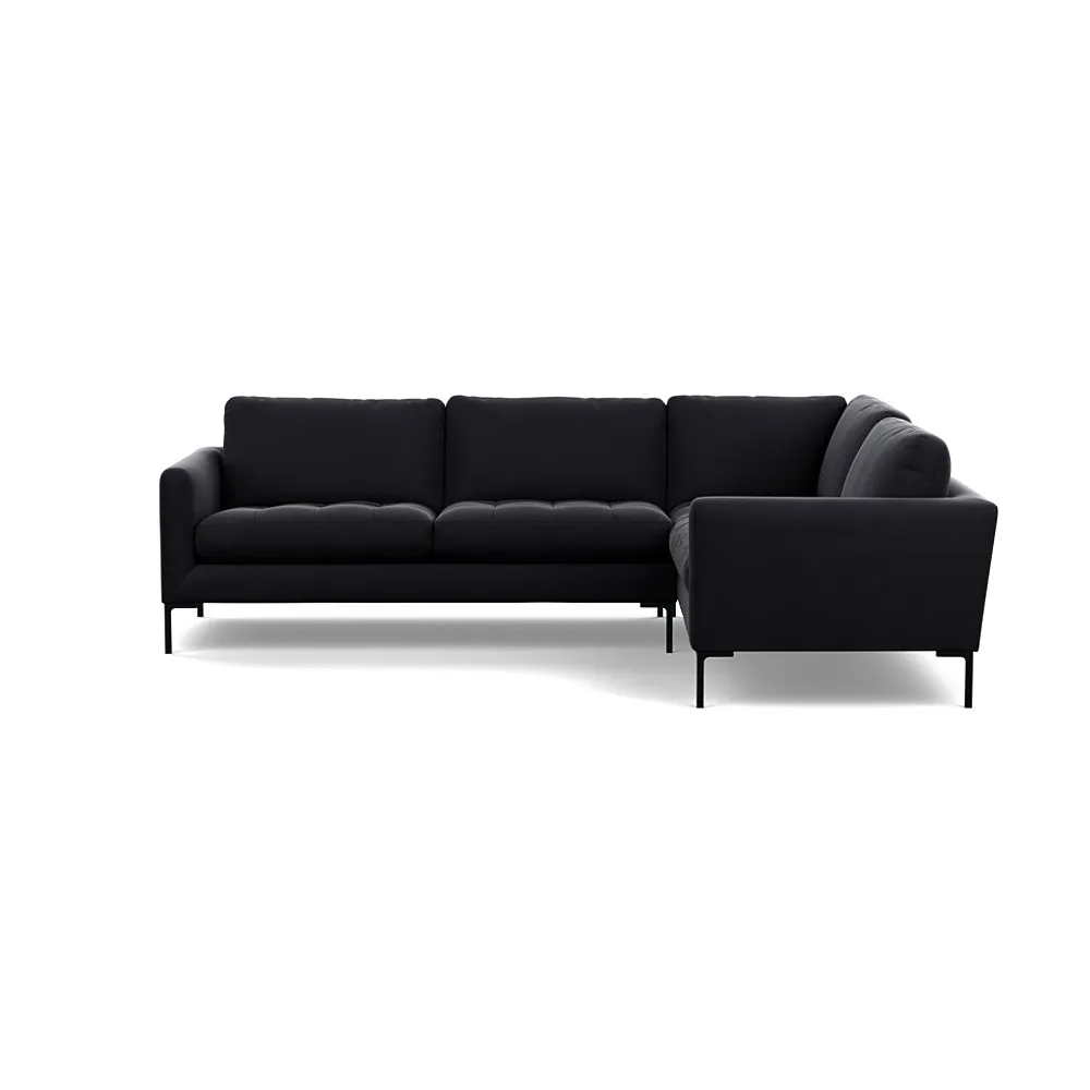 Heal's Eton Right Hand Facing Corner Sofa Velvet Black Black Feet
