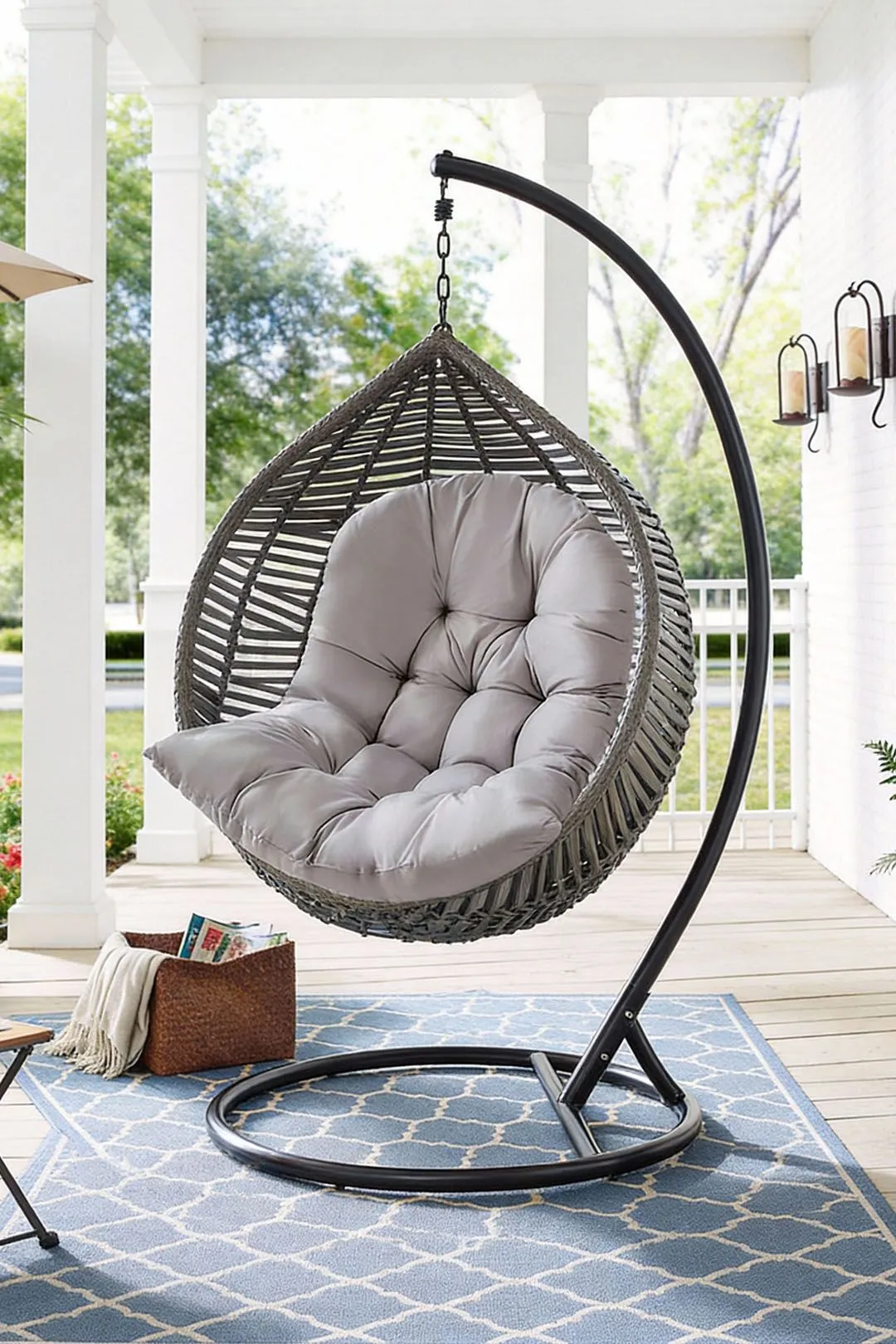 Living and Home 80cm W x 108cm H Light Grey Hanging Egg Swing Chair Cushion