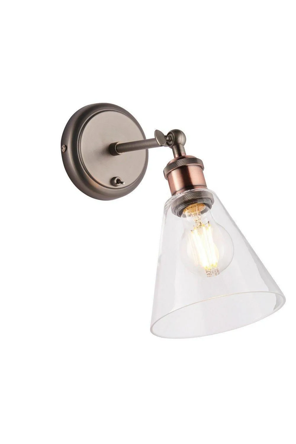 Netlighting Hal Metal Wall Lamp Aged Pewter Aged Copper Plate in Grey