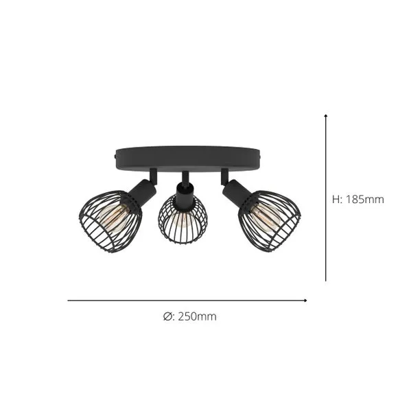 EGLO Sonnino Industrial 3 Light Spotlight 4