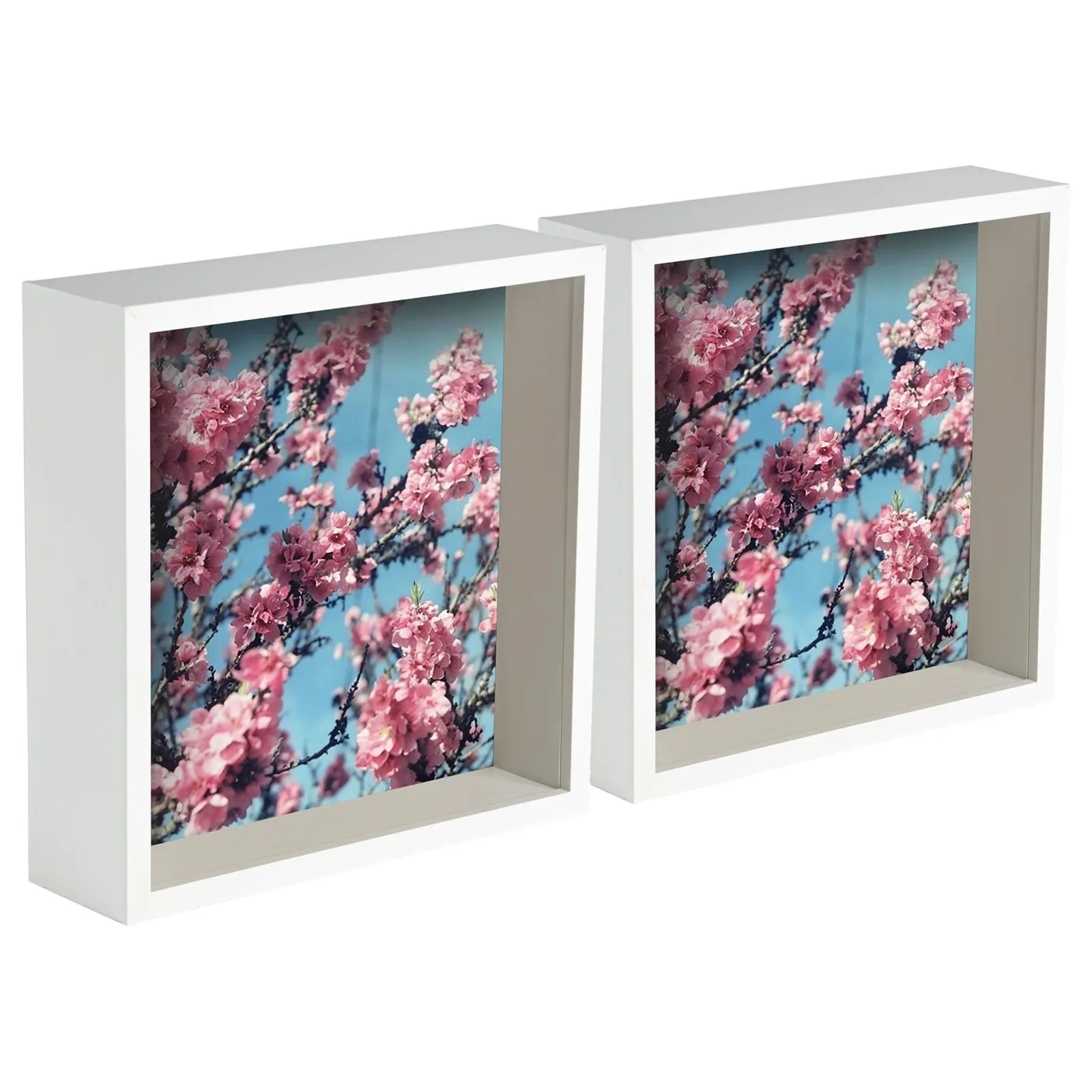 Nicola Spring 3D Deep Box Photo Frames - 8 x 8" - Pack of 5 in White 1