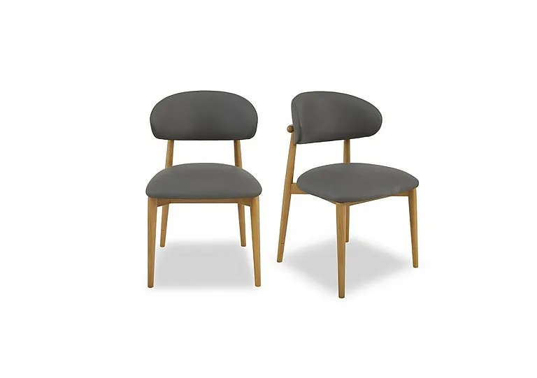 Riga Pair of Wooden Dining Chairs - Grey