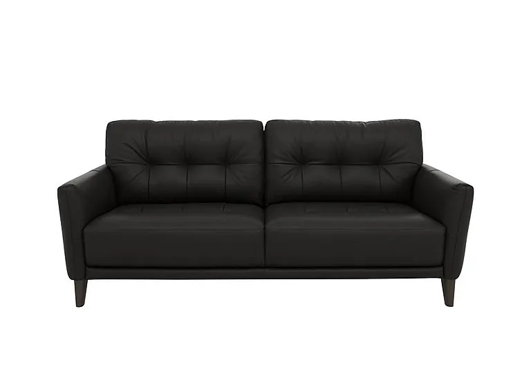 Uno Leather 3 Seater Sofa - Classic Black