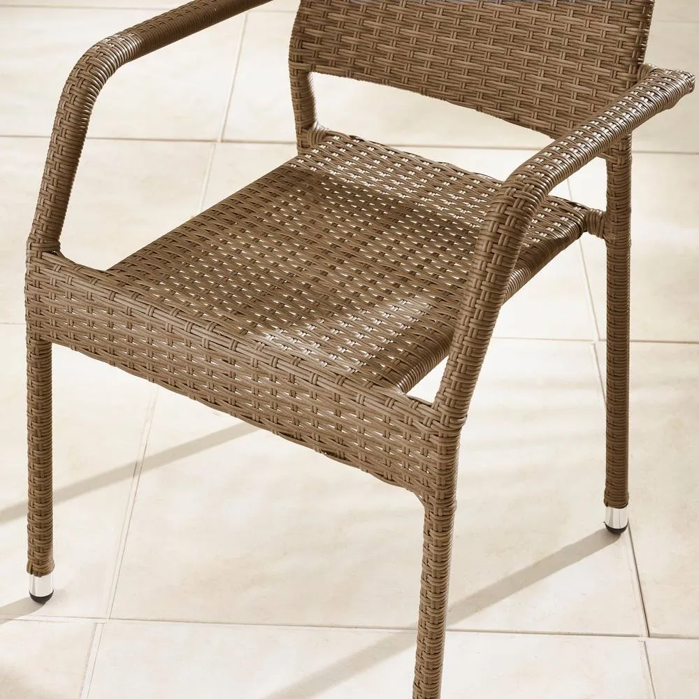 FurnitureboxUK Antigua Rattan 4 Seat Round Table Garden Dining Set in Beige 5