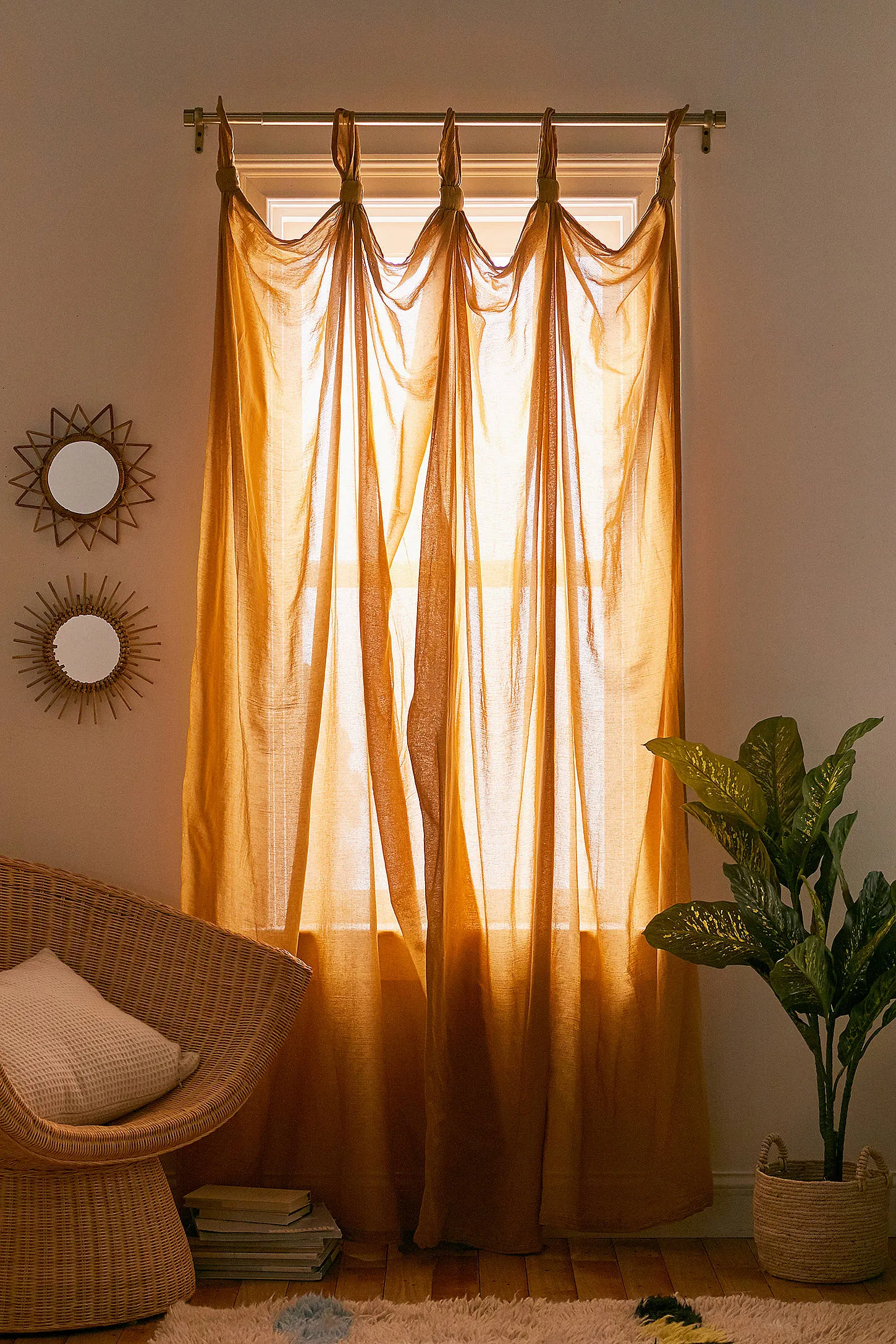 Honey Knotted Panel Curtain - Orange 2