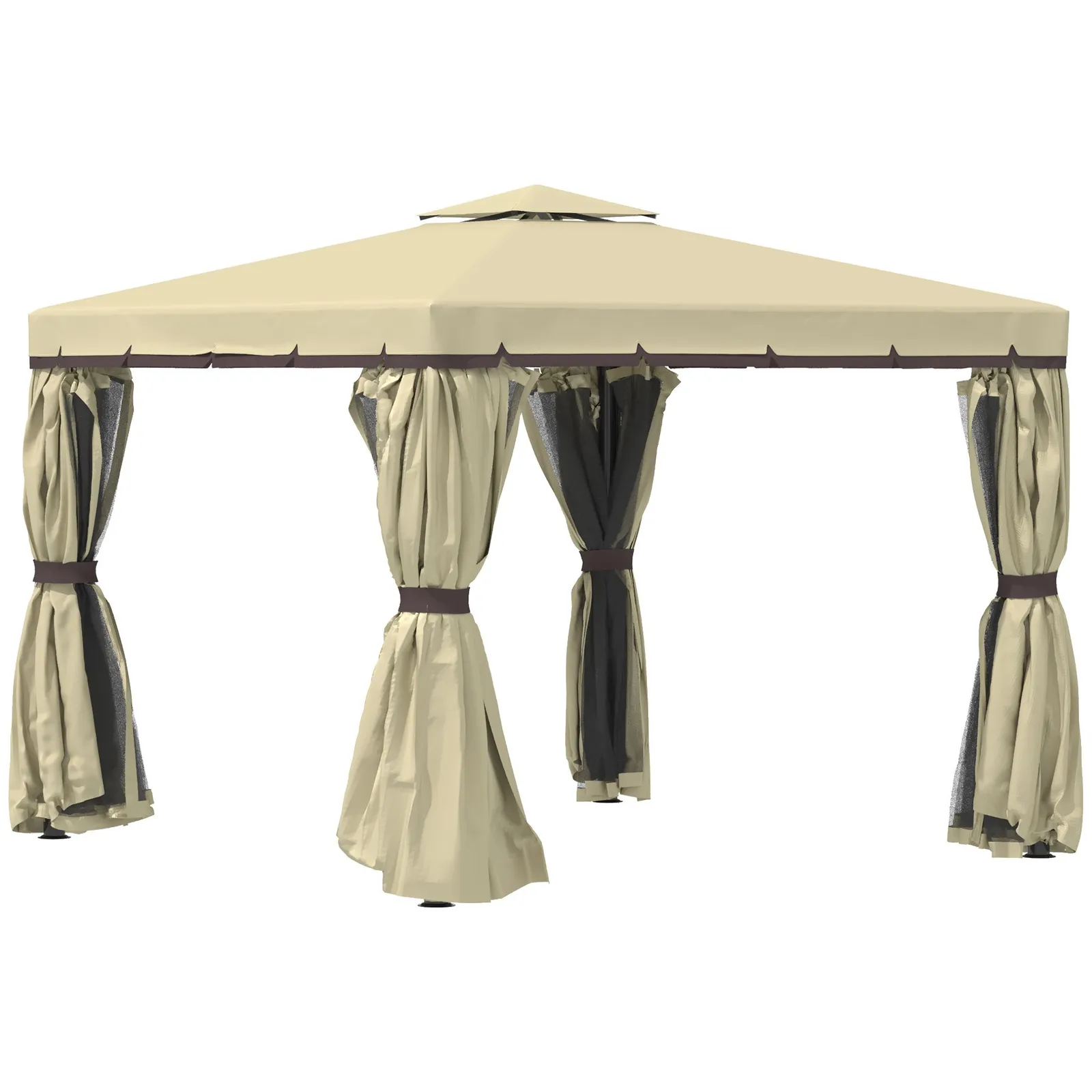 OUTSUNNY 3 x 3(m) Patio Gazebo Garden Shelter w/ Mosquito Netting in Beige 2