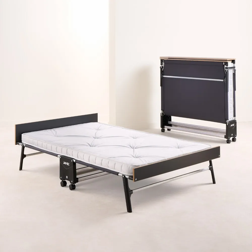 Jay-Be – Single - Grand Folding Bed with e-Pocket Mattress – White/Black – Metal/Fabric – 3ft 1