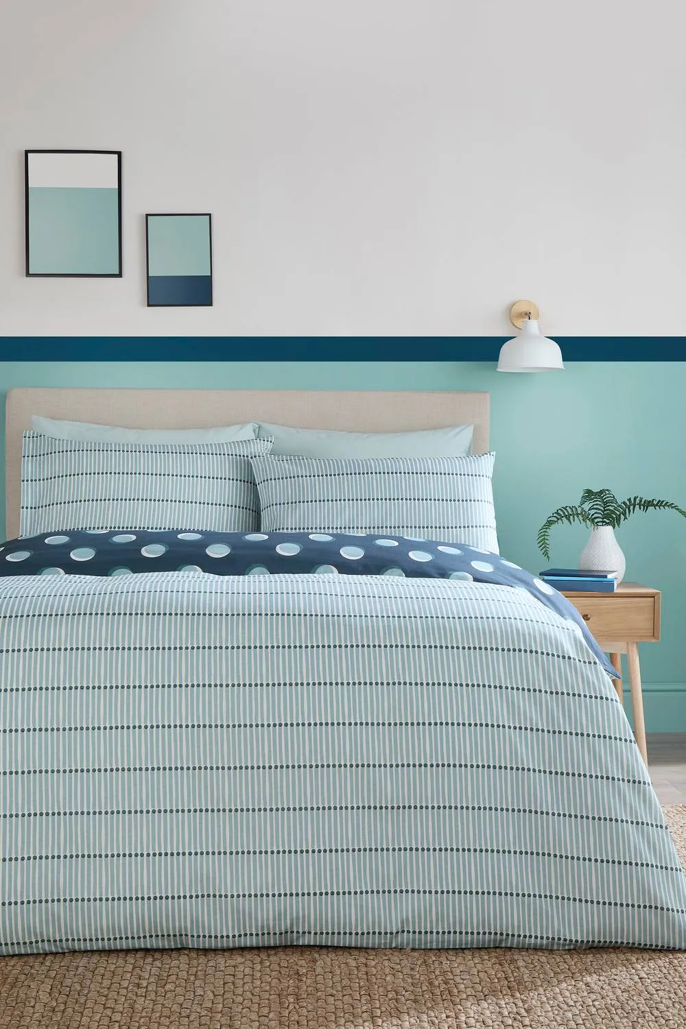 Fusion 'Polka Spot' All Over Spot Print Duvet Cover Set in Blue 4