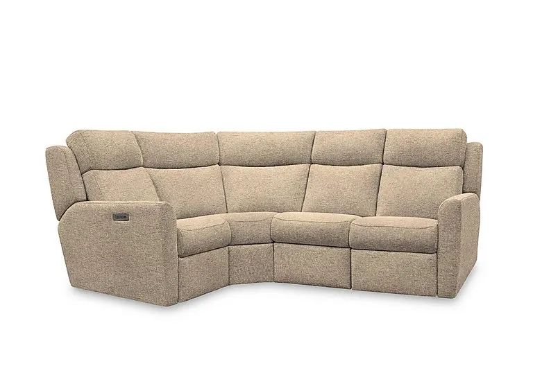 Wren Small Fabric Power Recliner Left Hand Facing Corner Sofa with Power Headrests and Power Lumbar - Dapple Sparrow