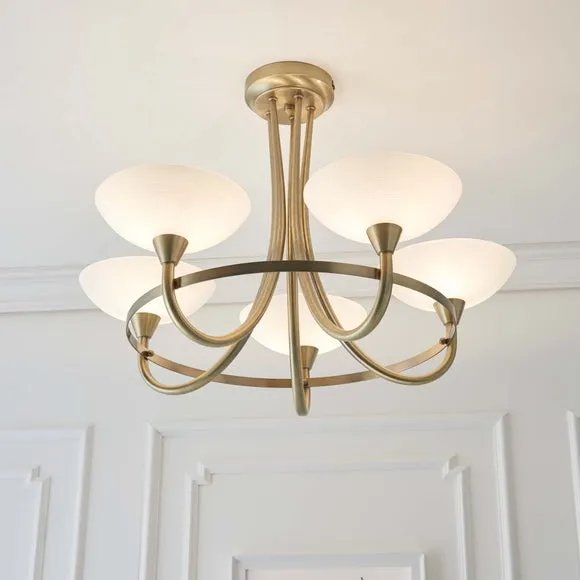 Return - Vogue Cagney 5 Light Semi Flush Ceiling Light