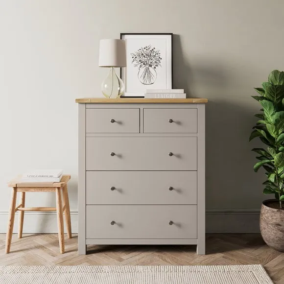 Olney Stone 5 Drawer Chest, Double Wardrobe & Bedside Tables Furniture Set 3