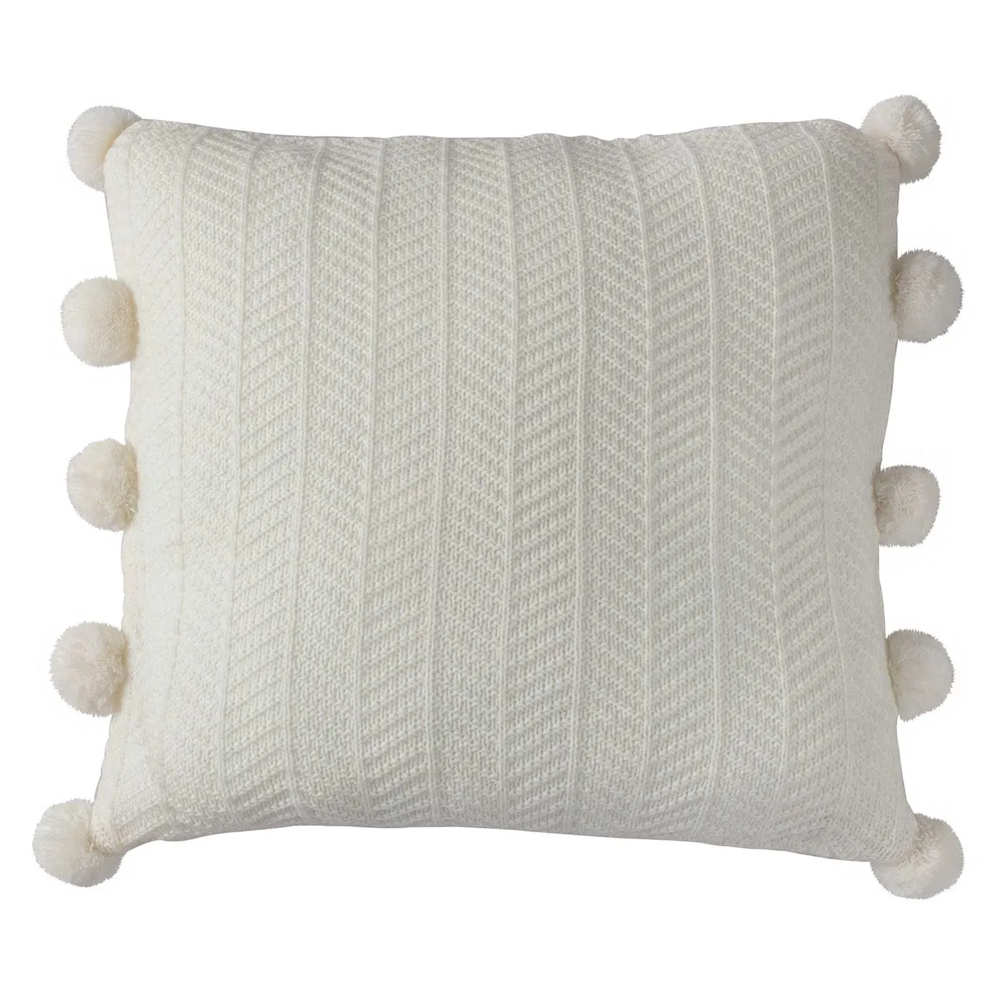 Cream Pom Pom Cushion
