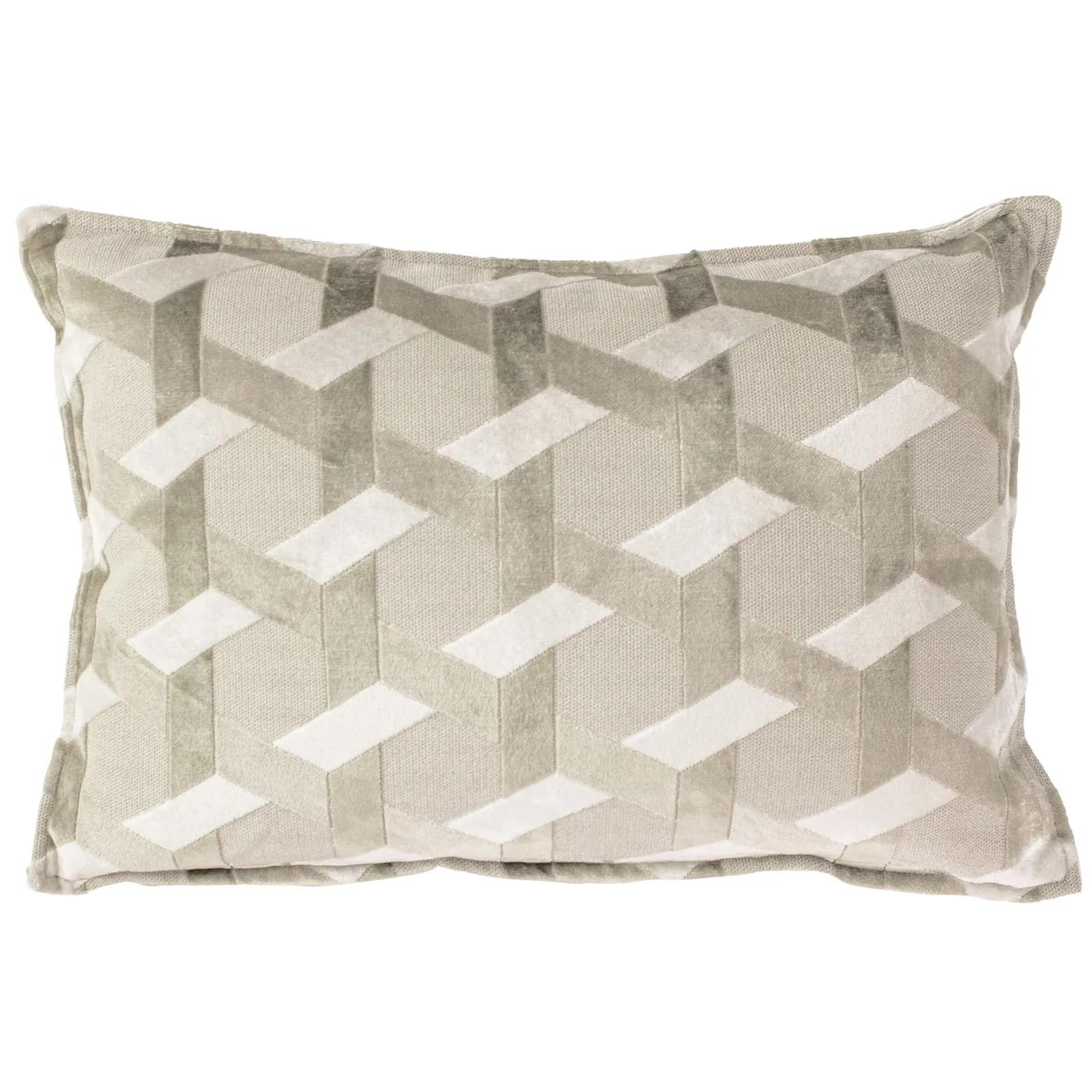Paoletti Delano Geometric Velvet Cushion in Ivory 2