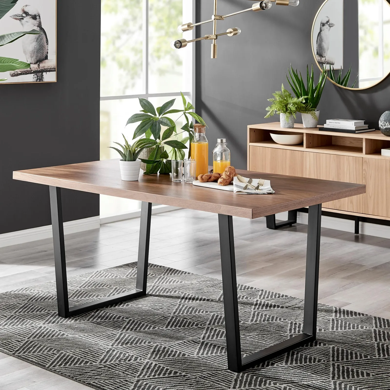 FurnitureboxUK Kylo 160cm 6-Seater Large Rectangular Dining Table With U Legs in Brown