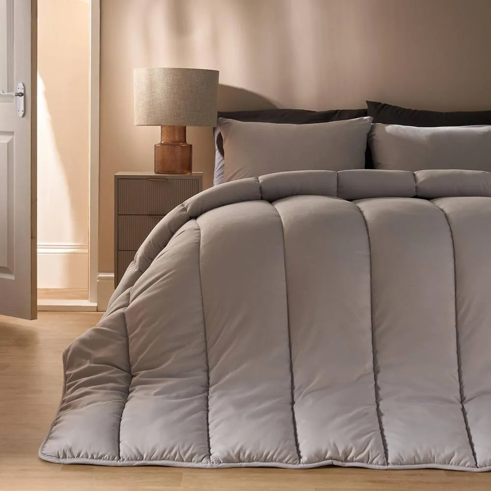 OHS Soft Coverless 10.5 TOG Duvet Set Pillowcase Quilted Cover in Metallic Silver