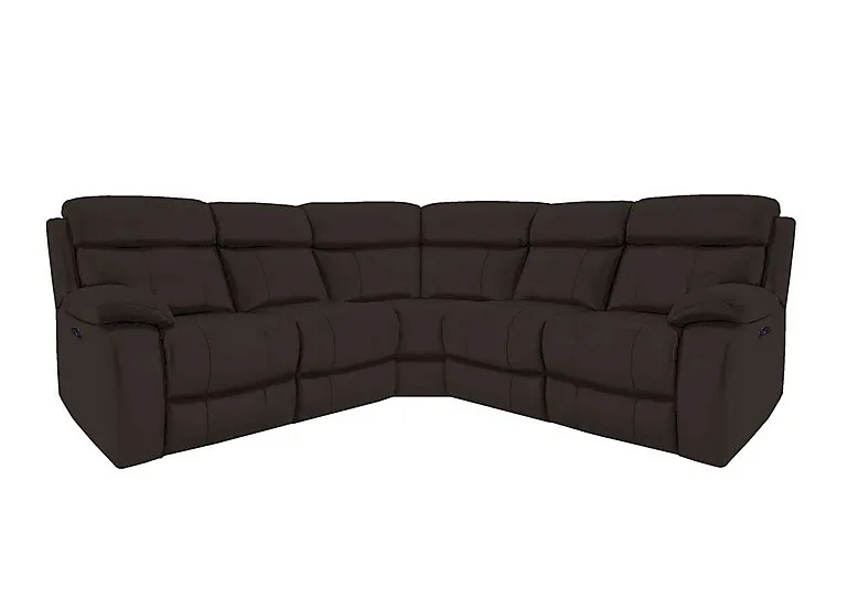 Moreno Leather Power Recliner Corner Sofa with Power Headrests - Dark Chocolate