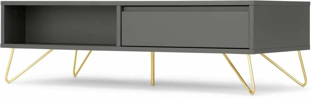 Elona Coffee Table, Charcoal and Brass