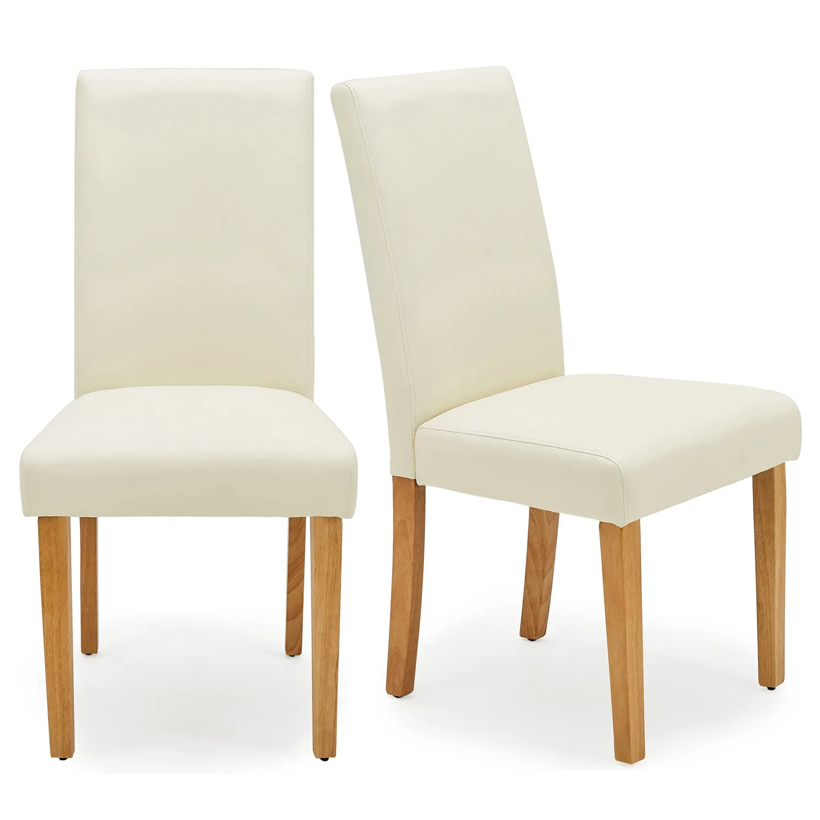 Hugo Set of 2 Dining Chairs Cream PU Leather Cream