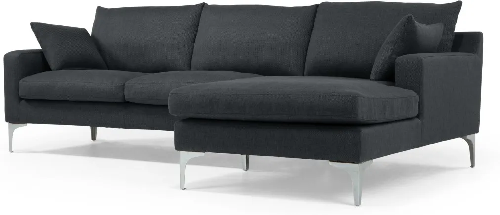 Mendini Right Hand Facing Chaise End Corner Sofa, Anthracite Grey