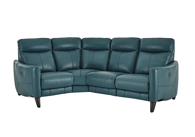 Compact Collection Petit Leather Left Hand Facing Corner Sofa - BV Lake Green