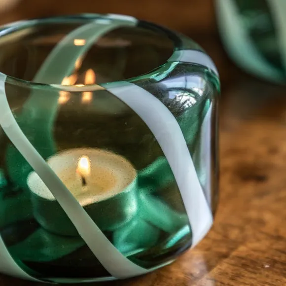 Cedar & Sage Set of 2 Large Candy Cane Inspired Tealight Holders 2