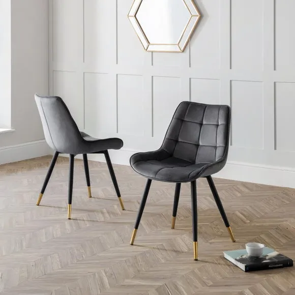 Hadid Set of 2 Dining Chairs, Velvet 2