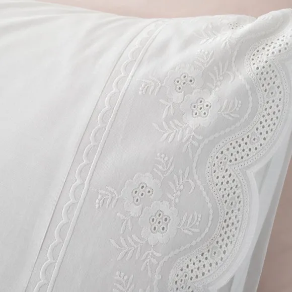 Bianca Fine Linens Elise Lace 100% Cotton Duvet Cover & Pillowcase Set 3