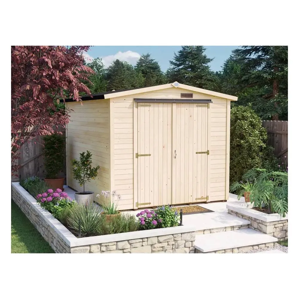 Dunster House Tubby Log Cabin Work Shed 8x9 ft (2.4x3.0m) with Superfelt Roof in Natural 3