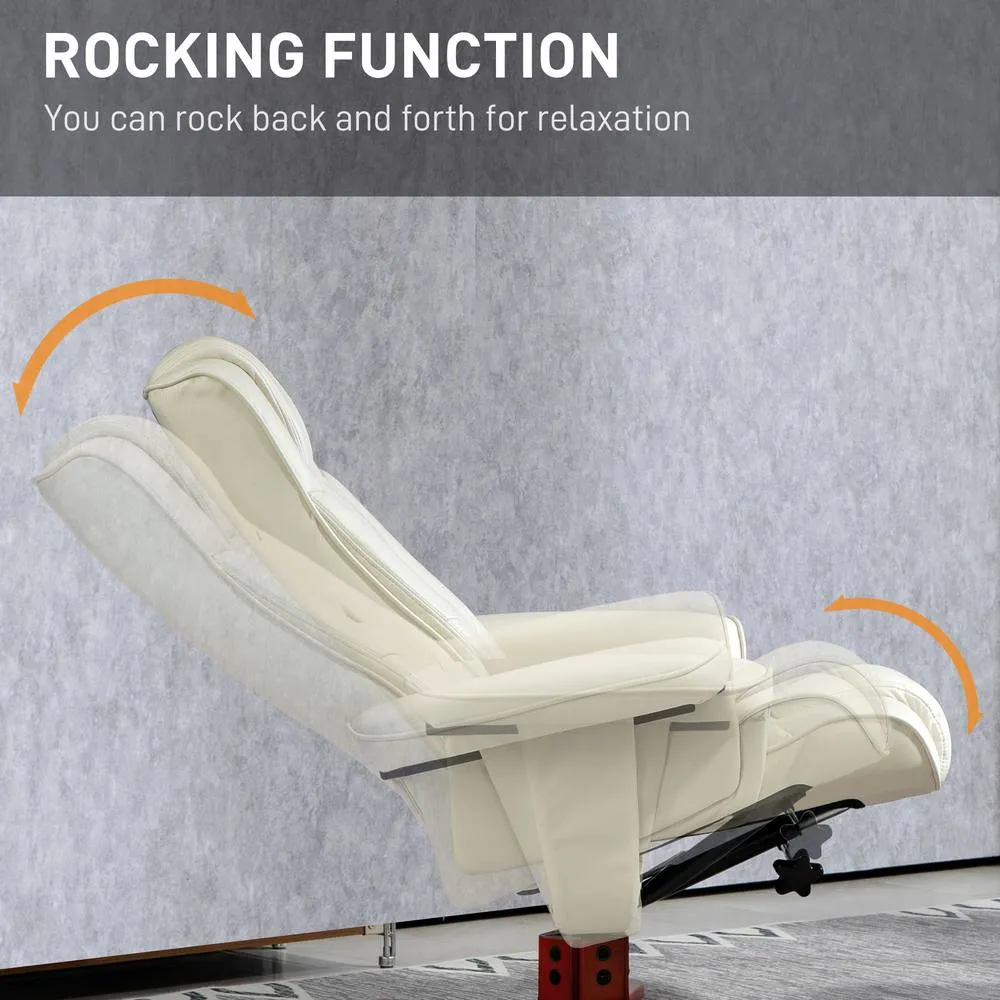 HOMCOM Reclining Armchair with Footstool & Adjustable Backrest, Cream 6