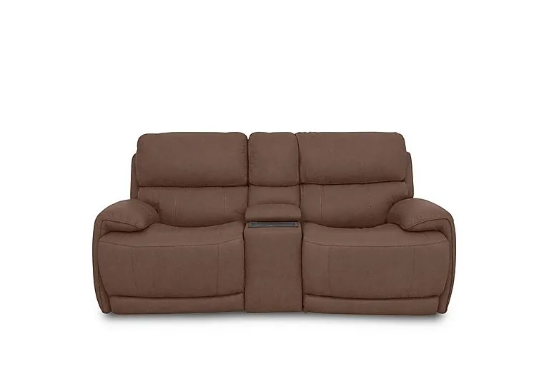 Rocco 2 Seater Fabric Power Rocker Sofa with Cup Holders and Headrests - Hazelnut
